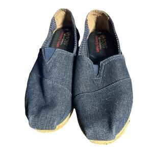 Bobs by Skechers Shoes Women's W11 Slip On Flats Blue Canvas Round Toe Denim